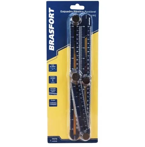 ESQUADRO PLASTICO AJUSTAVEL (25CM X 12CM) - BRASFORT