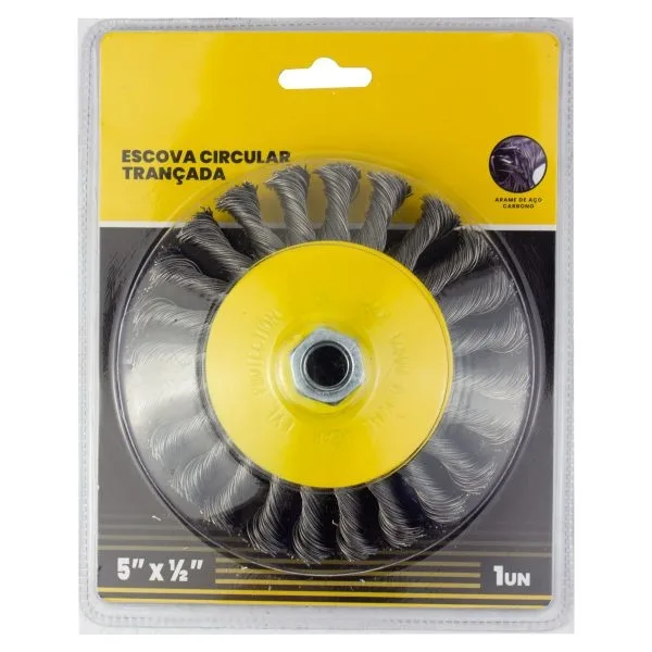 ESCOVA ACO CIRCULAR TRANÇADA 5" X 1/2" M14 -