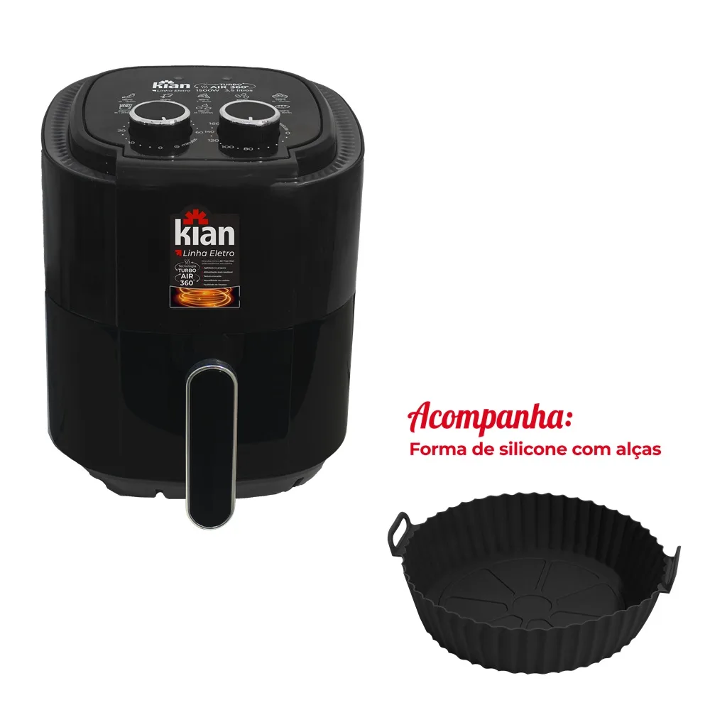 AIR FRYER 3.5L 1500W PRETA 220V AF-102 - KIAN