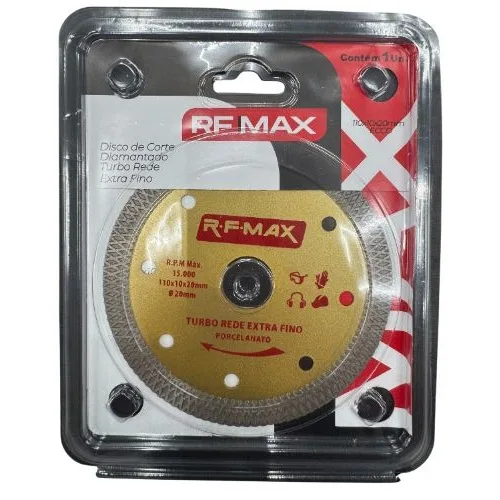 DISCO DIAMANTADO EXTRA FINO TURBO 1.2MM 110X10X20MM REDE - RF MAX