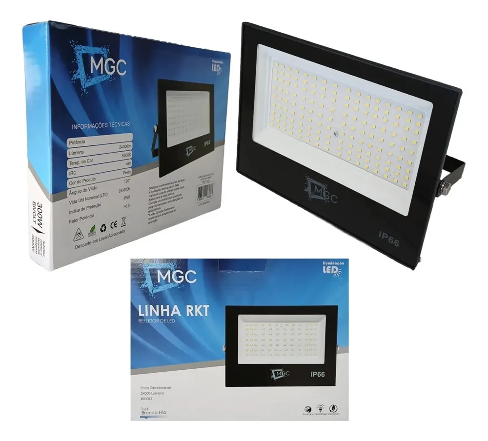 REFLETOR LED 300W 6500K SMD LINHA RKT - MEGACE