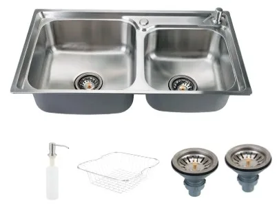 CUBA GOURMET COZINHA DUPLA ACO INOX 201 LUXO 780X430MM CUB014