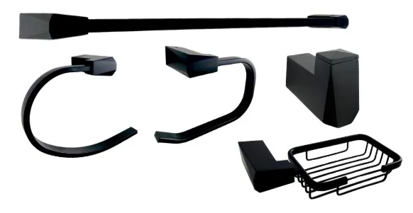 KIT BANHEIRO DIAMANTE PRETO FOSCO C/ 5 PC -