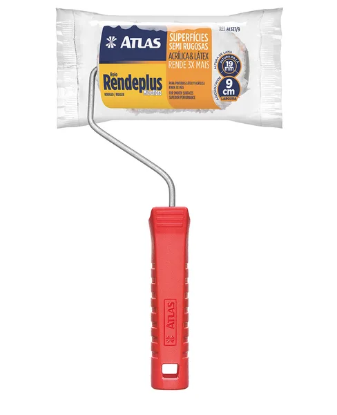 ROLO RENDEPLUS AMARELO 9CM C/ CABO - PINCEIS ATLAS