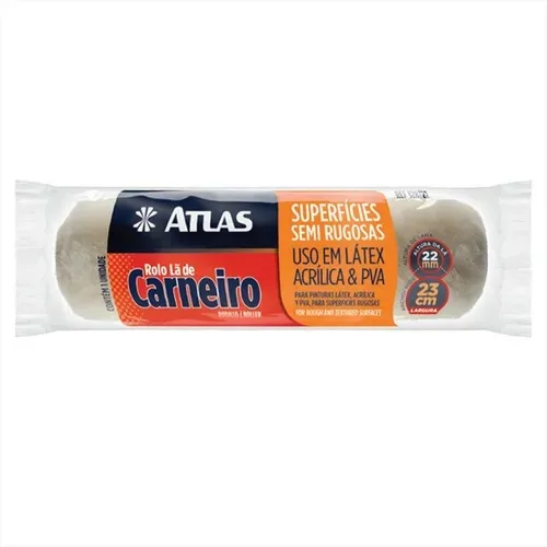 ROLO LA CARNEIRO NATURAL 23CM S/ CABO - PINCEIS ATLAS