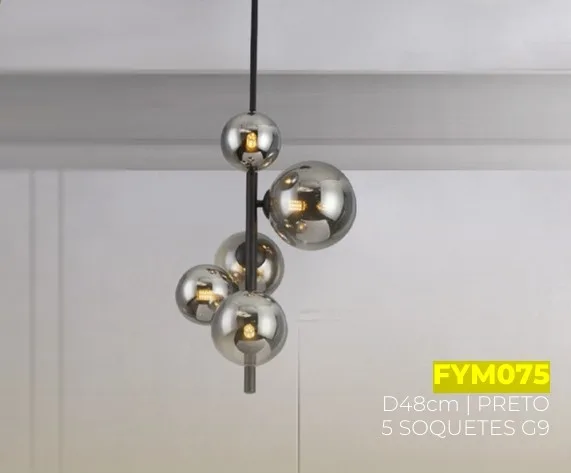 FYM075 - PENDENTE PRETO- D48CM