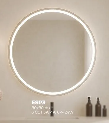 ESP3 -ESPELHO LED - REDON. 80X80 - 3CCT