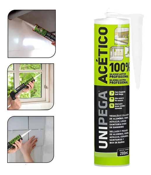 SILICONE ACETICO BRANCO 250G - UNIPEGA