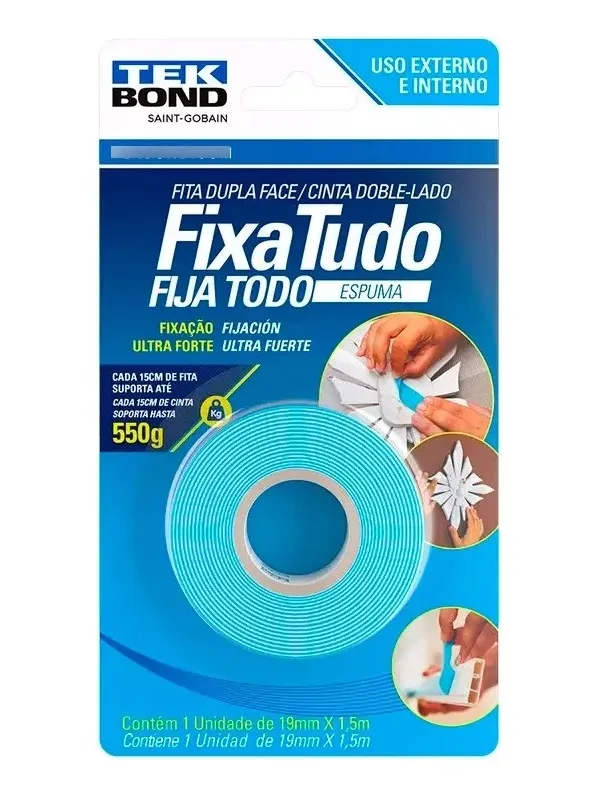 FITA DUPLA FACE ESPUMA 19MM X 1,50M - TEKBOND