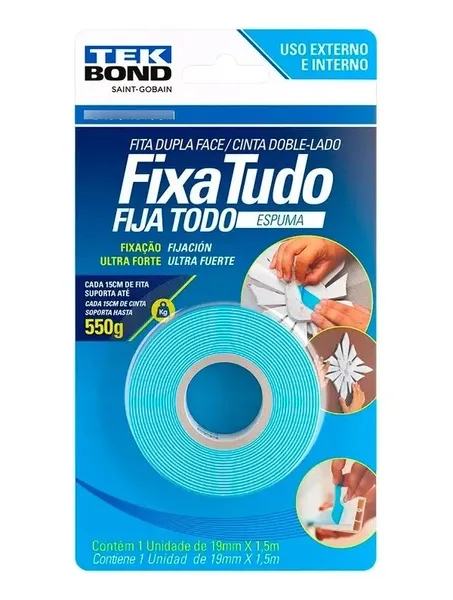 FITA DUPLA FACE ESPUMA 19MM X 1,50M - TEKBOND