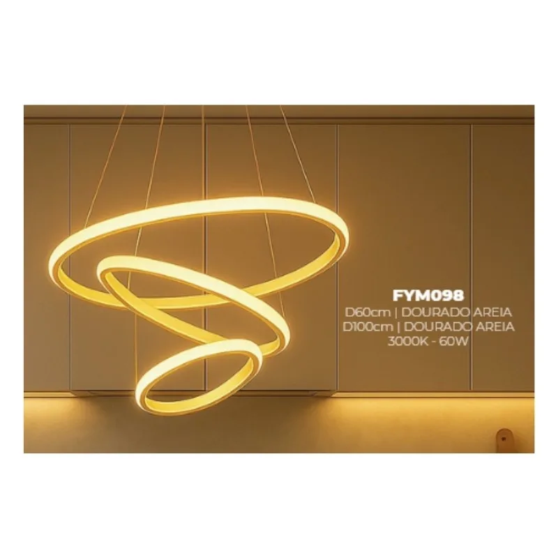 LUSTRE FYM098 - PEND DOURADO 3000K Diametro: 100cm
