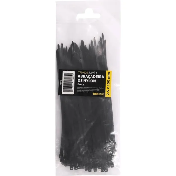ABRAC NYLON PR 2.5MM X 150MM C/ 100 UN - TRADESTAR