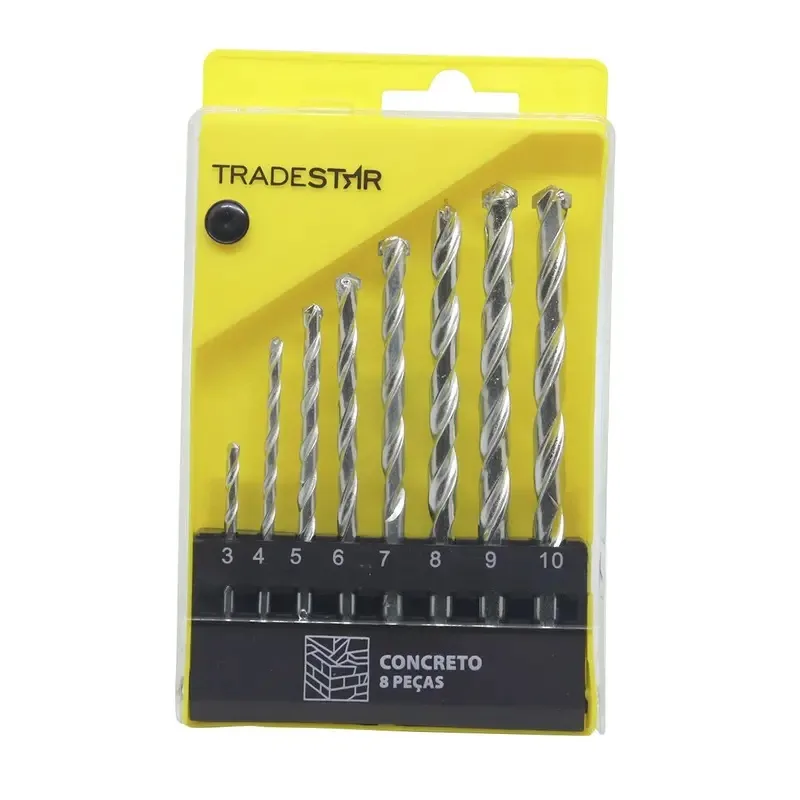 JG. BROCAS P/ CONCRETO 3/4/5/6/7/8/9/10 C/ 8 PC - TRADESTAR