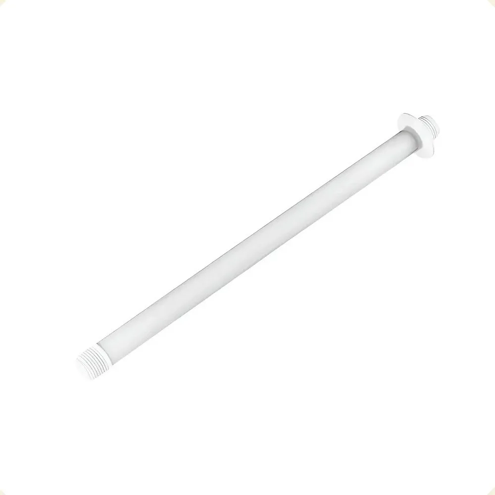 BRACO DE CHUVEIRO 30CM C/ PASSA FIO E CANOPLA BRANCO - REBOUCAS