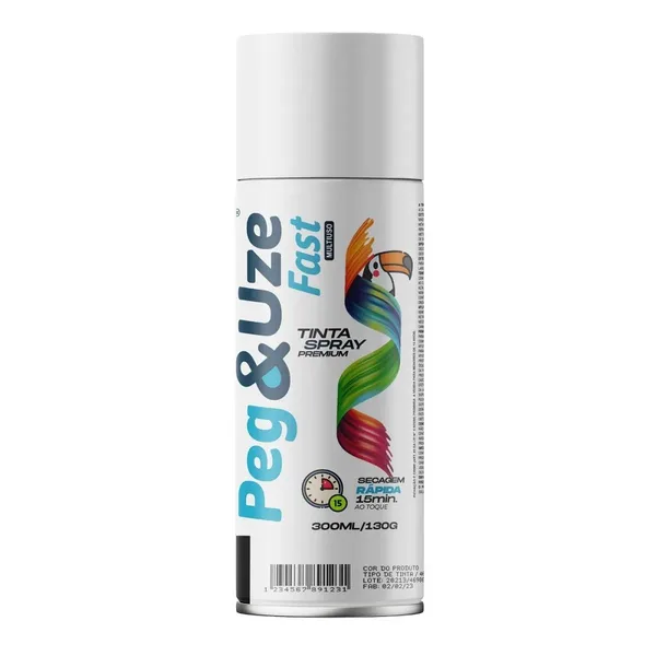 TINTA SPRAY USO GERAL BRANCO BRILHANTE 300ML/130G - PEG&UZE