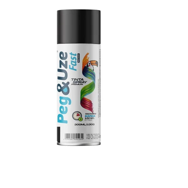 TINTA SPRAY USO GERAL PRETO FOSCO 300ML/130G - PEG&UZE
