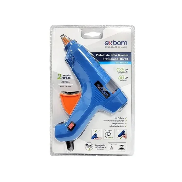PISTOLA COLA QUENTE 60W BIV. Com interruptor liga/desliga - EXBOM