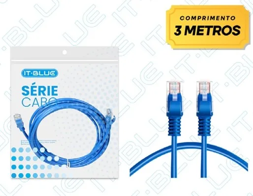 CABO DE REDE LAN C/ 3M RJ45 CAT5 - IT BLUE