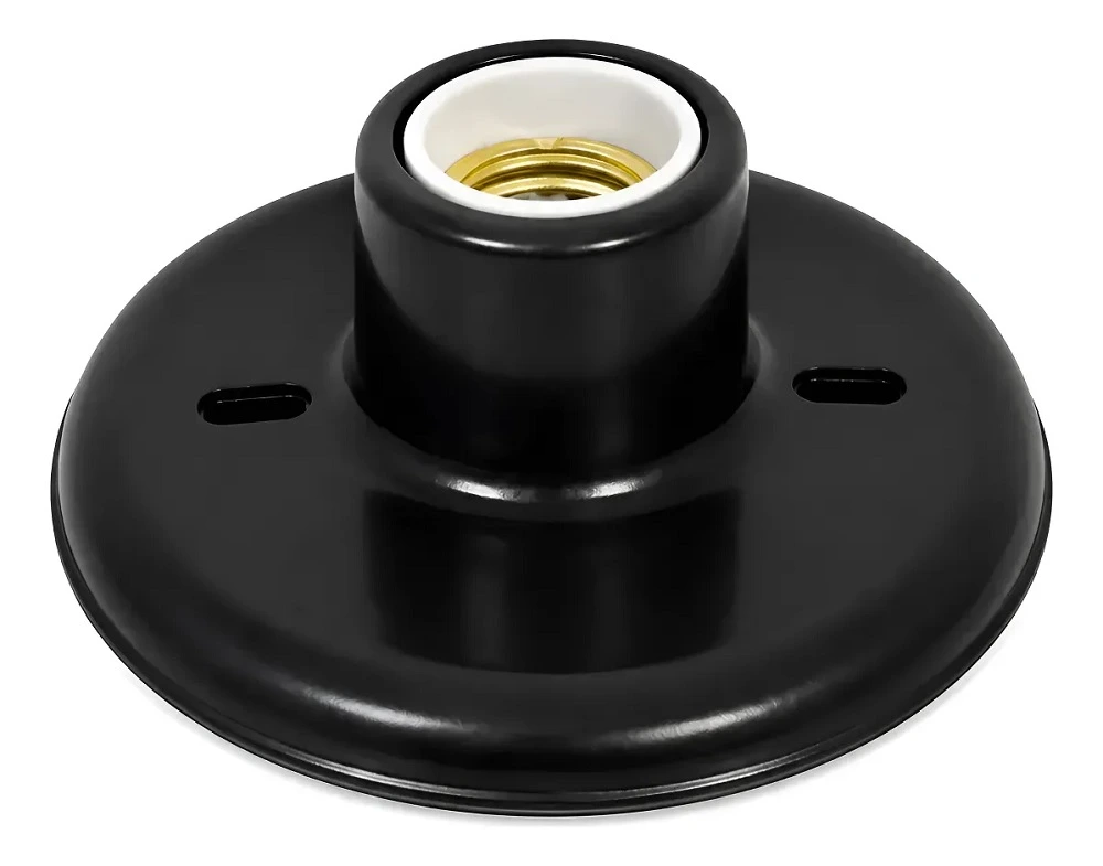 PLAFON C/ SOQUETE PORCELANA PRETO - REBOUCAS