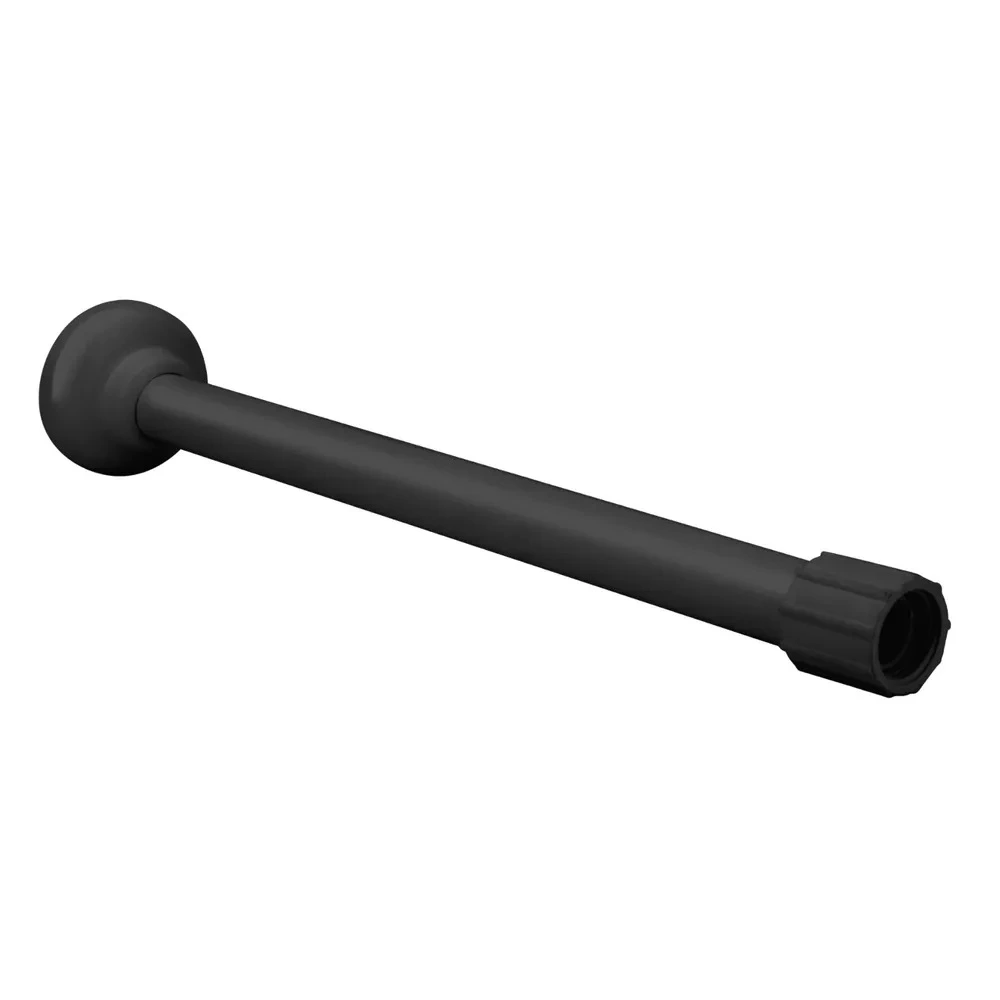 BRACO DE CHUVEIRO 30CM C/ PASSA FIO E CANOPLA PRETO - REBOUCAS