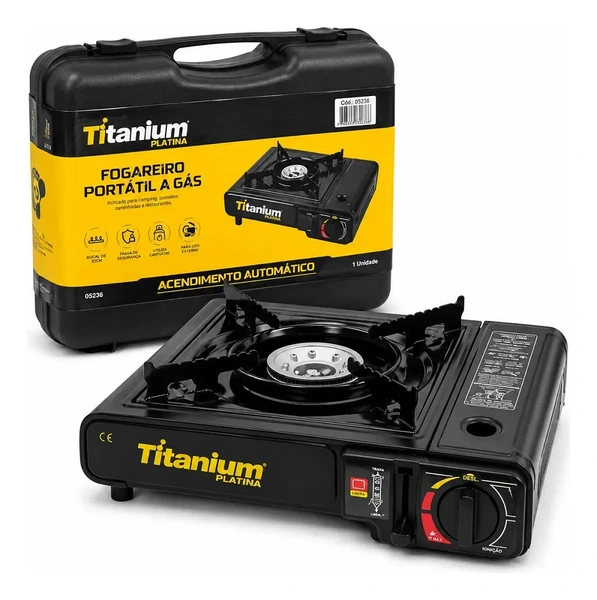 FOGAREIRO CAMPING ACENDIMENTO AUTOMATICO - TITANIUM