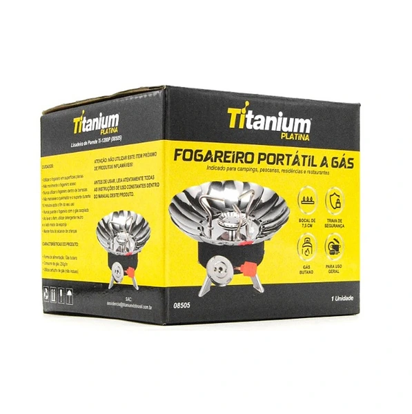 MINI FOGAREIRO PORTATIL P/ CAMPING ACENTIMENDO AUTOMATICO EH-11 - TITANIUM