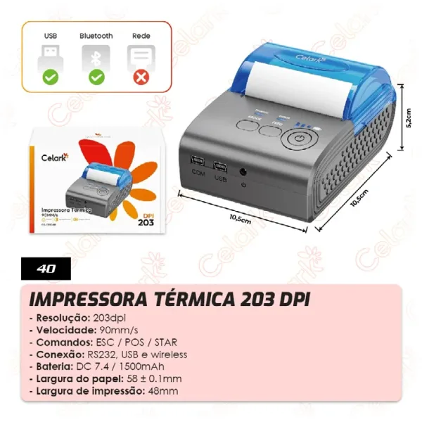 Impressora Térmica 203 DPI