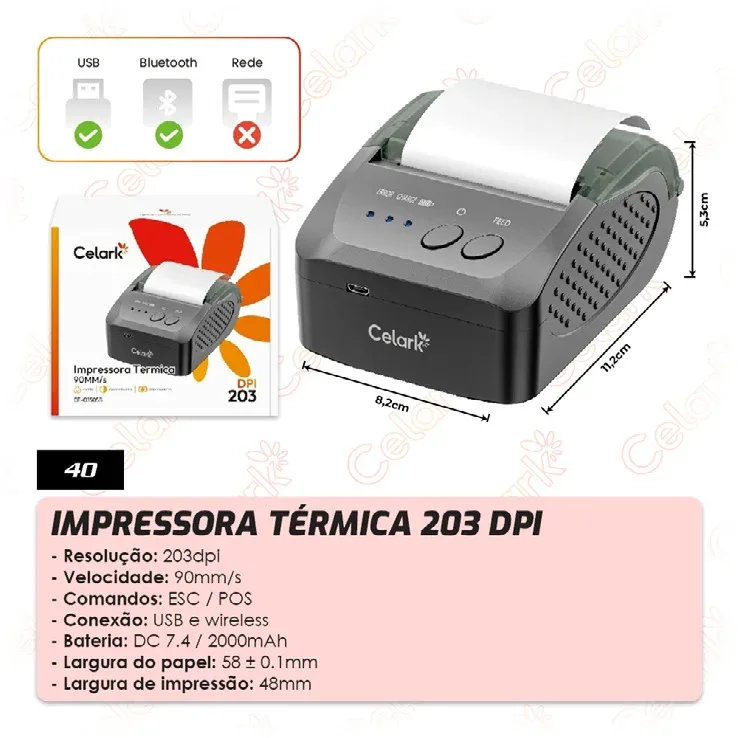 Impressora Térmica 203 DPI