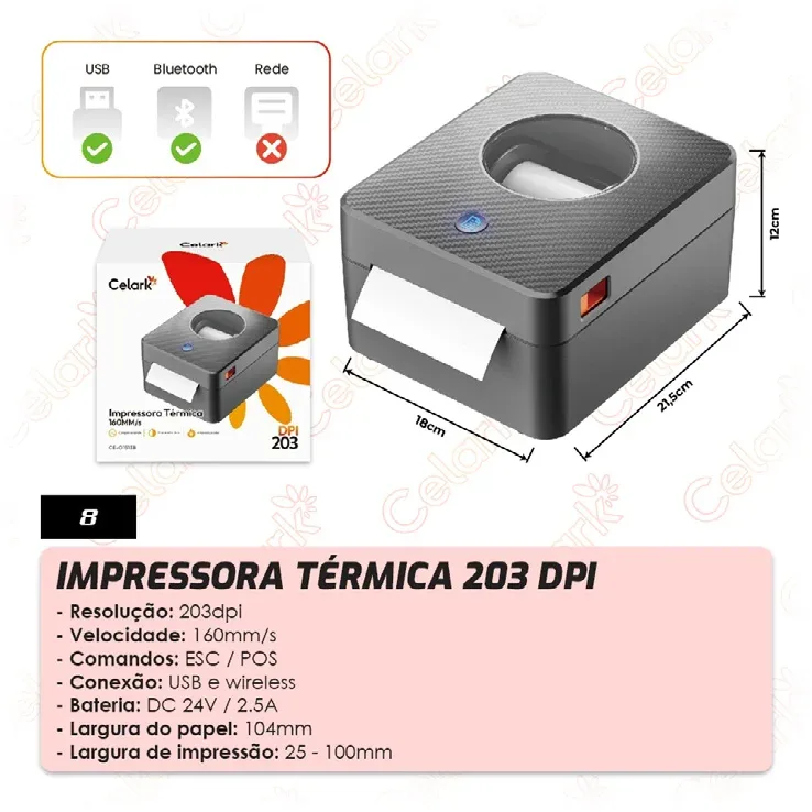 Impressora Térmica 203 DPI